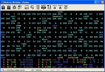 Machine Editor 2 showing some load code. Also shows instant switch to indirect run through monitor program of whatever code is currently running through processor - this lets me debug any freeze with ease.