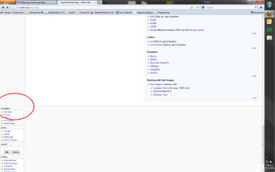 Screen capture of wiki main page