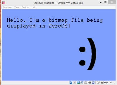 Bitmap viewer application views a bitmap in ZeroOS.