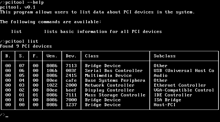 Listing PCI devices