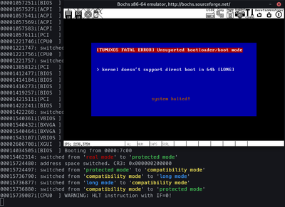 the test in 64-bit long mode (with x86-64-bootloader from OscarAC)